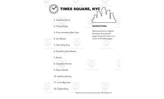 Times Square, NYC Math Worksheet