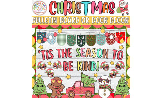 'Tis the Season to: Retro Christmas Bulletin Board or Door Decor Kit