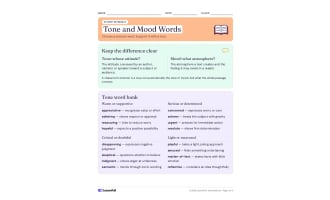 Tone and Mood Words – Student Reference Handout