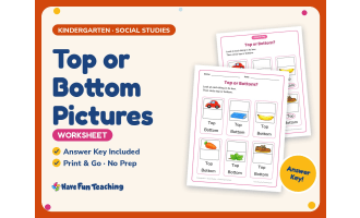Top or Bottom Pictures Worksheet – Kindergarten Following Directions