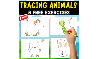 TRACING ANIMALS | 8 FREE EXERCISES | HANDWRITING