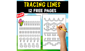 TRACING LINES BOOK | 12 FREE PAGES FOR KIDS