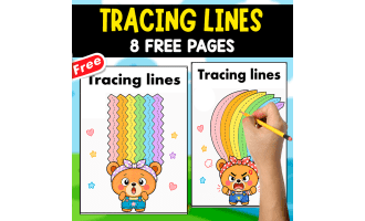 TRACING LINES EXERCISES WITH THE BEAR | 8 FREE PAGES