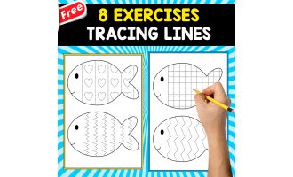 TRACING LINES WITH FISHES | 8 FREE EXERCISES