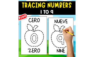 TRACING NUMBERS IN SPANISH AND ENGLISH | 1 TO 9