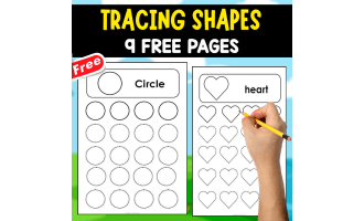 TRACING SHAPES IN ENGLISH | 9 FREE PAGES