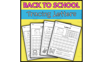 Tracing Worksheet: Back to School Alphabet Handwriting Practice