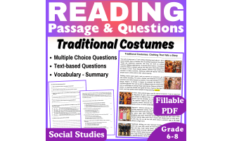 Traditional Costumes: Social Studies Reading Passage (Fillable PDF)
