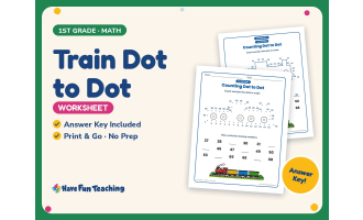 Train Dot to Dot Worksheet – 1st Grade Counting & Transportation