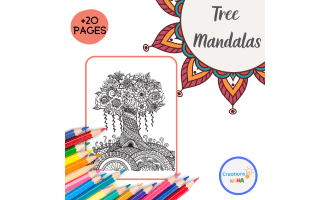 Tree Mandalas Coloring Pages.