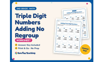 Triple Digit Numbers Adding No Regroup Worksheet – 2nd Grade Addition