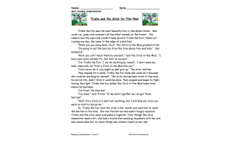 Trisha and the Stick in the Mud Reading Comprehension Worksheet
