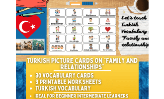 Turkish Picture Vocabulary Flashcards - Family & Relationships