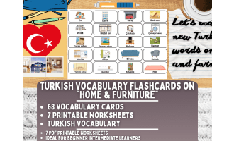 Turkish Picture Vocabulary Flashcards - Home & Furniture