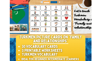 Turkmen Picture Vocabulary Flashcards - Family & Relationships