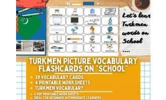 Turkmen Picture Vocabulary Flashcards - School