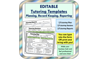 Tutoring Business Plan Templates: Tutoring Session Graphic Organizers