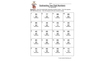 Two Digit Subtraction Without Regrouping Worksheet