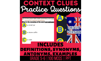 UK/Aus English Context Clues Practice Questions - Year 6-7 (PPT)