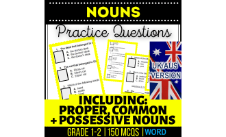 UK/Aus English Language Arts Year 2-3 MCQS: Nouns (Word)
