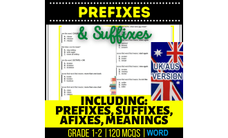 UK/Aus English Prefixes and Suffixes Practice Year 2-3 (Word)