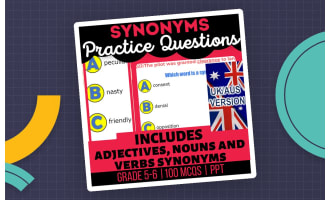 UK/Aus English Synonyms Practice Questions - Year 6-7 (PPT)
