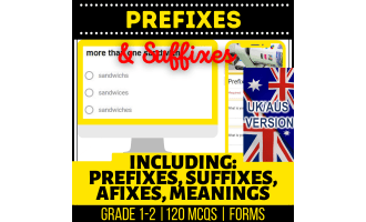 UK/Aus Spelling Prefixes and Suffixes Grammar Practice MCQs