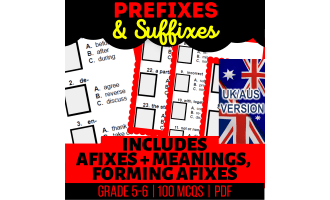 UK/Aus Spelling Prefixes and Suffixes Practice Questions Year 6-7 PDF