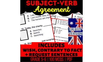 UK/Aus Spelling Subject-Verb Agreement Practice Questions Year 6-7 PDF
