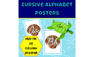 Under the sea cursive alphabet posters wave edition