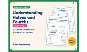 Understanding Halves and Fourths Worksheet – 1st Grade Fractions