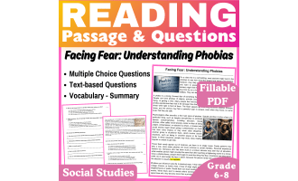 Understanding Phobias: Social Studies Reading Passage (Fillable PDF)
