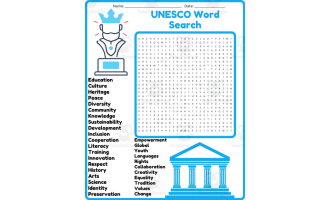 (UNESCO) Word Search Puzzle Worksheet Activities (1st, 2nd, 3rd & 4th