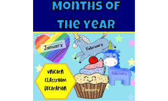 Unicorn classroom decoration months of the year