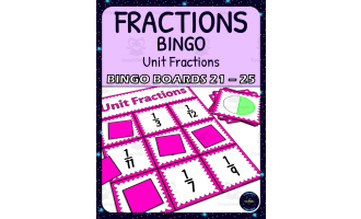Unit Fractions Activity - Bingo Game - Fraction Symbols - Boards 21-25