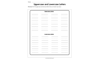Uppercase and Lowercase Letters Worksheet