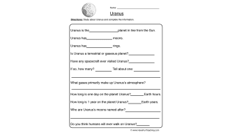 Uranus Planet Worksheet