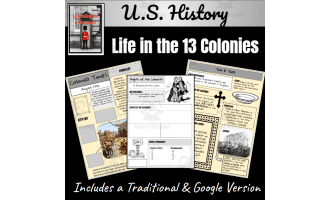 U.S. History  Project: Life in the 13 English Colonies