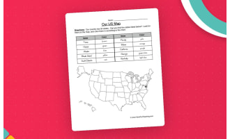 US Map Worksheet – Color & Locate the States