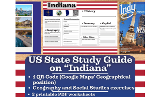 US State Study Guide Worksheets on Indiana