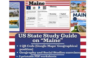 US State Study Guide Worksheets on Maine