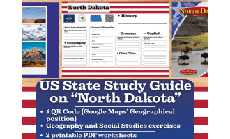US State Study Guide Worksheets on North Dakota
