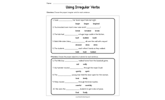 Use Irregular Verbs Worksheet