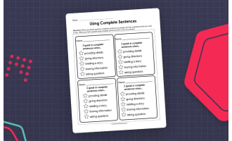 Using Complete Sentences Worksheet