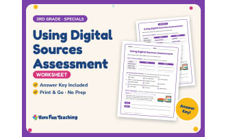 Using Digital Sources Assessment Worksheet – 3rd Grade Essays Practice