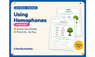 Using Homophones Worksheet – 2nd Grade Grammar Practice + Answer Key