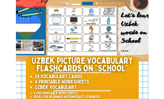 Uzbek Picture Vocabulary Flashcards - School