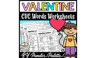 Valentine CVC Words Worksheets - Literacy Practice