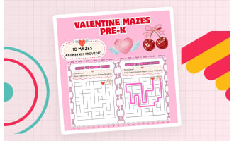 Valentine Mazes for Pre-K