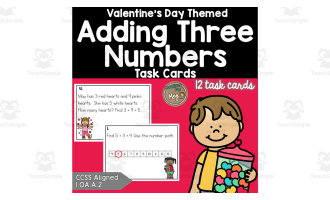 Valentine's Day: Add Three Numbers (1.OA.A.2)